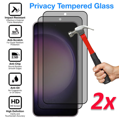 [2 Pack] MEZON Privacy Anti-Spy Full Coverage Samsung Galaxy S23+ (6.6") Tempered Glass Premium 9H HD Screen Protectors