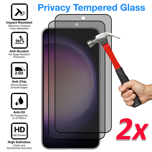 [2 Pack] MEZON Privacy Anti-Spy Full Coverage Samsung Galaxy S23+ (6.6") Tempered Glass Premium 9H HD Screen Protectors