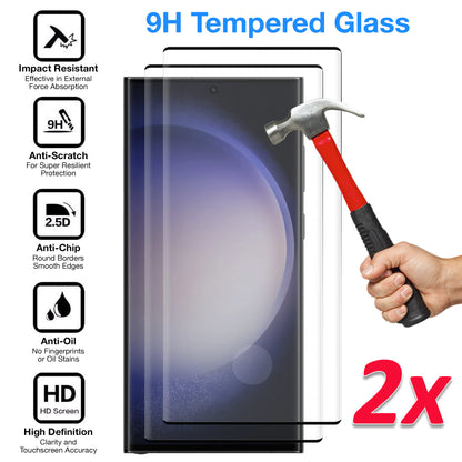 [2 Pack] MEZON Full Coverage Samsung Galaxy S23 Ultra (6.8") Crystal Clear Premium 9H HD Tempered Glass