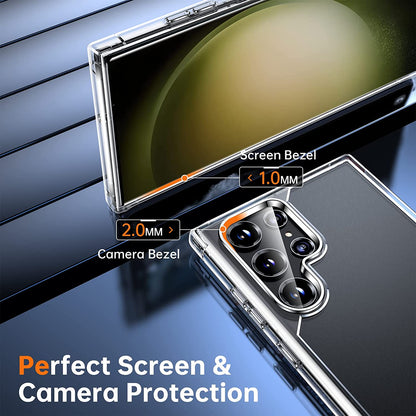 MEZON Samsung Galaxy S23 Ultra (6.8") Premium Slim Crystal Clear TPU Gel Back Case – Wireless Charging Compatible