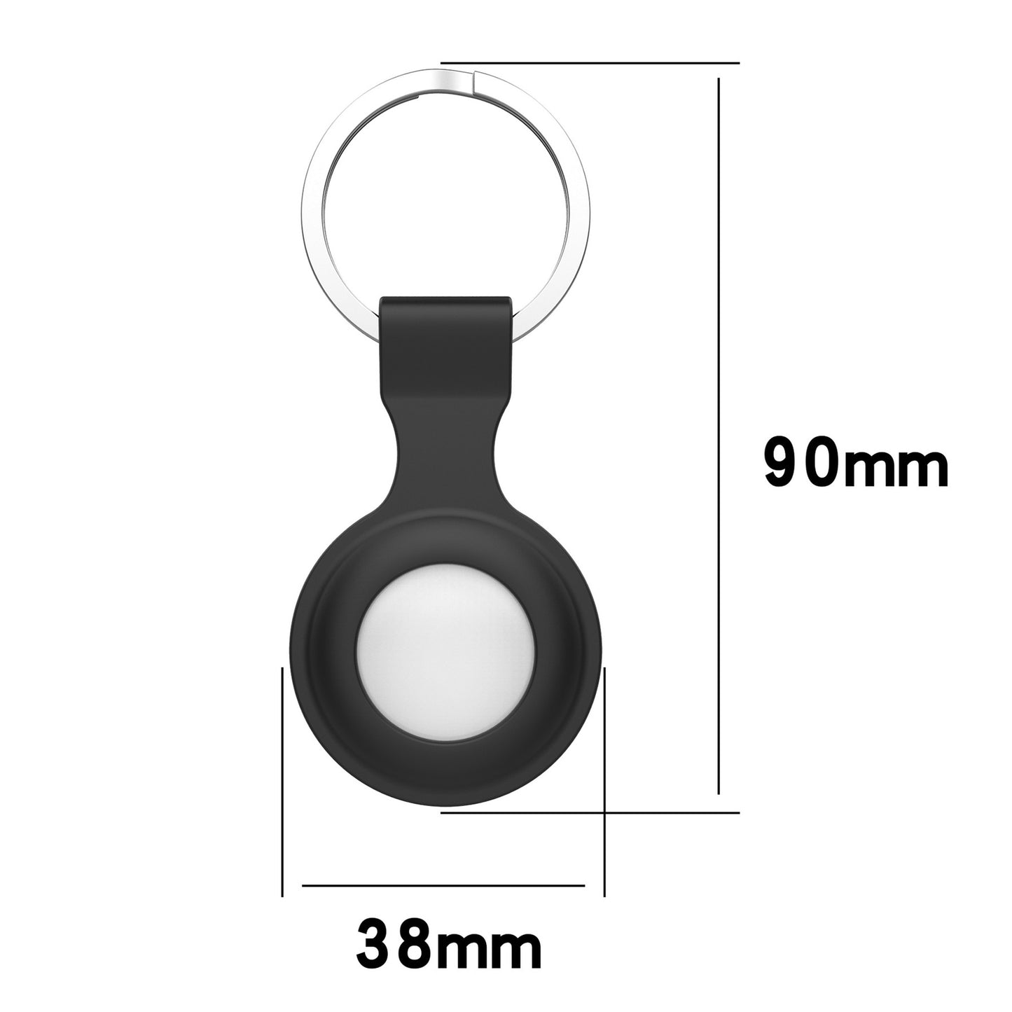 [1 pack] MEZON Black Silicone Protective Case Holder for Apple AirTag Tracker with Keychain Ring (Silicone Hole, Black)