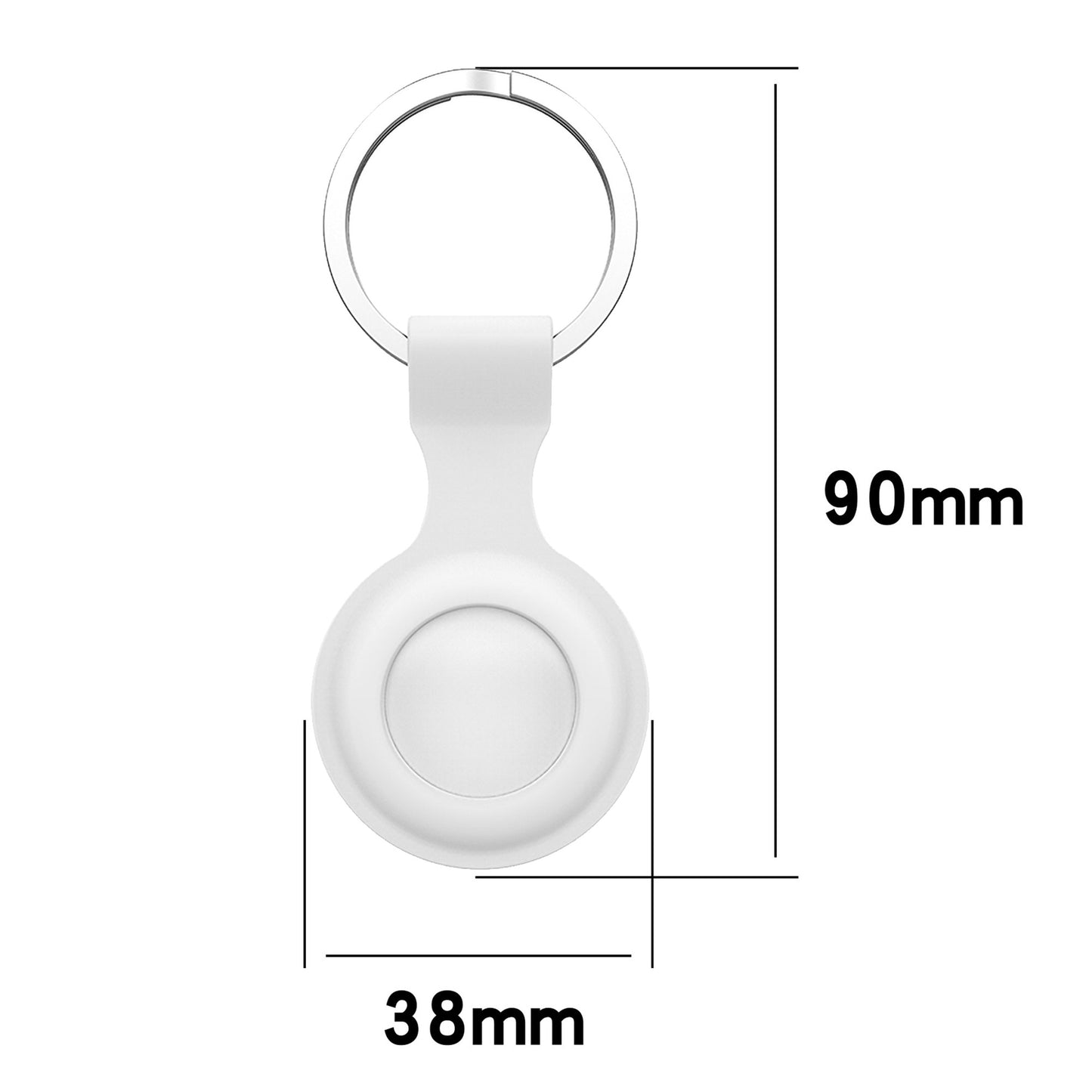 [1 pack] MEZON White Silicone Protective Case Holder for Apple AirTag Tracker with Keychain Ring (Silicone Hole, White)