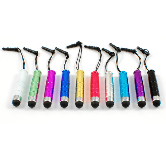 [10 Pack] MEZON Universal Mini Capacitive Touch Screen Stylus Pens with Dust Plug – Vibrant Colours, Convenient Size 4.3cm