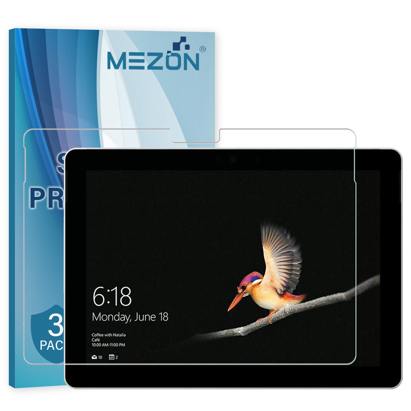[3 Pack] MEZON Microsoft Surface Go (10") Ultra Clear Film Screen Protector – Case and Surface Pen Friendly