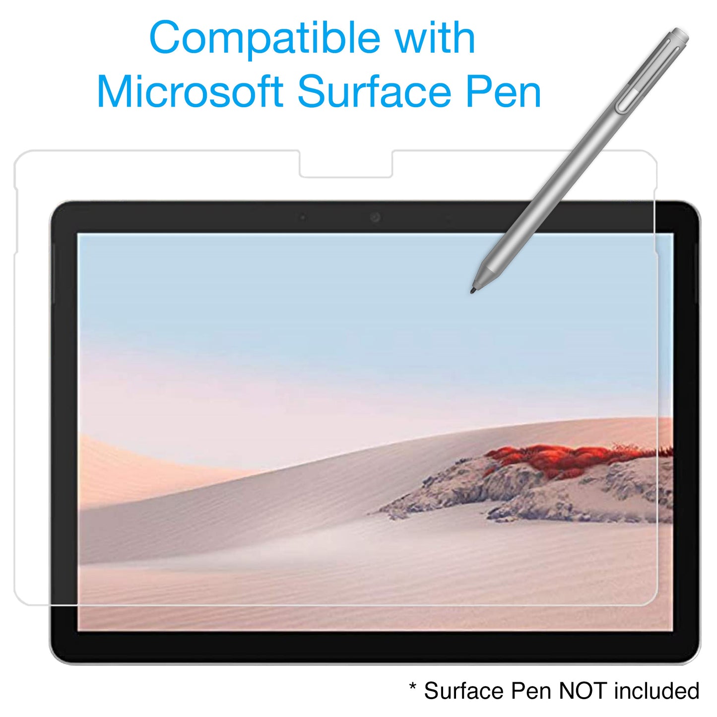 [3 Pack] MEZON Microsoft Surface Go 2 (10.5") Ultra Clear Film Screen Protector – Case and Surface Pen Friendly