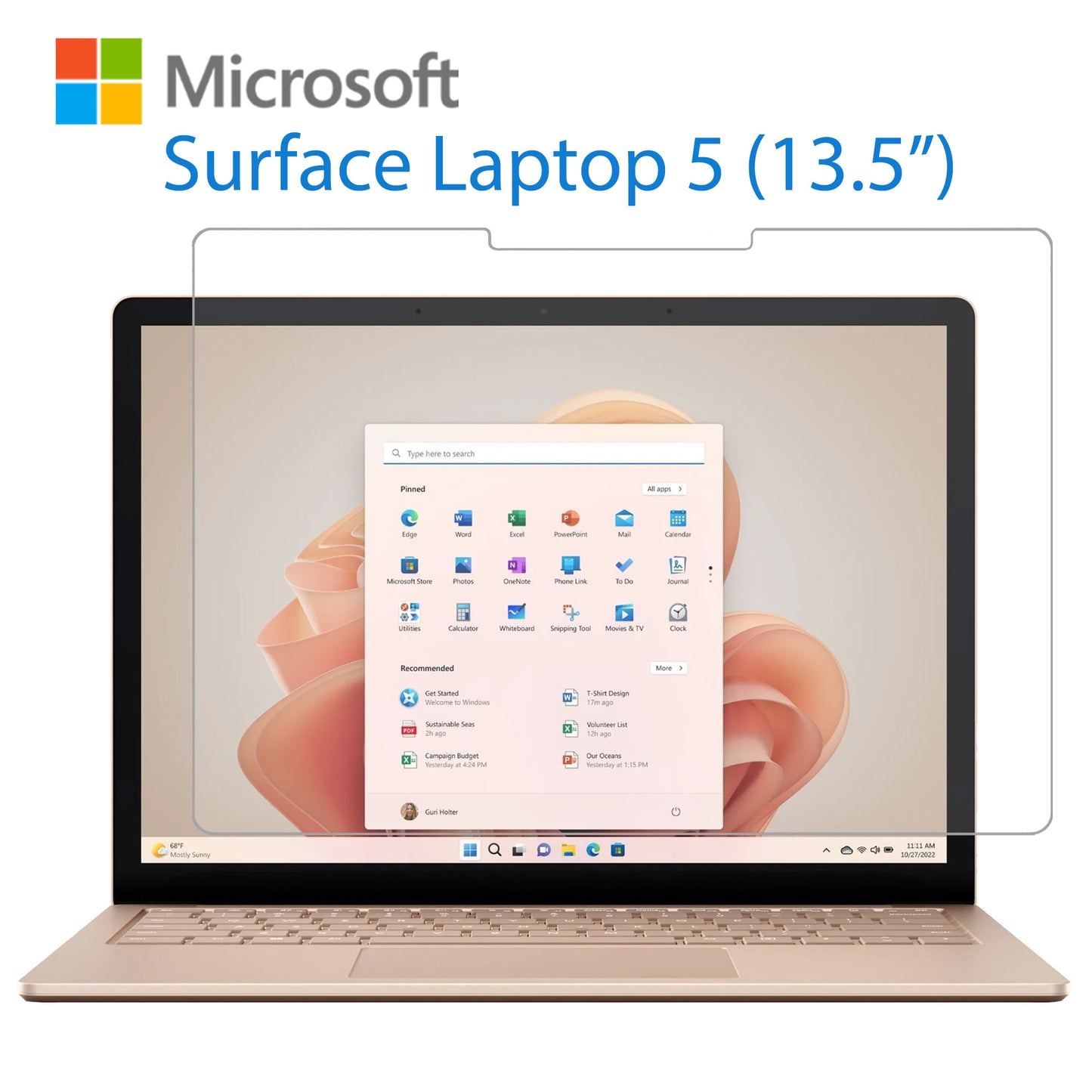 [3 Pack] MEZON Microsoft Surface Laptop 5 (13.5") Anti-Glare Matte Film Screen Protector – Case and Surface Pen Friendly