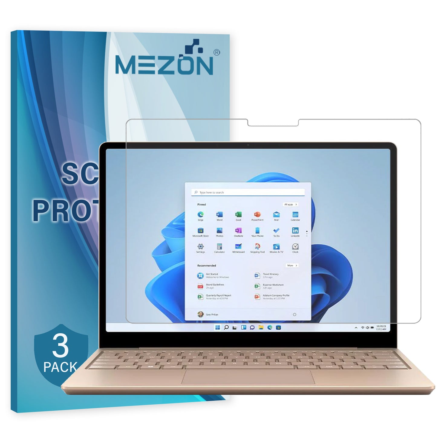 [3 Pack] MEZON Microsoft Surface Laptop Go 2 (12.4") Ultra Clear Film Screen Protector – Case and Surface Pen Friendly