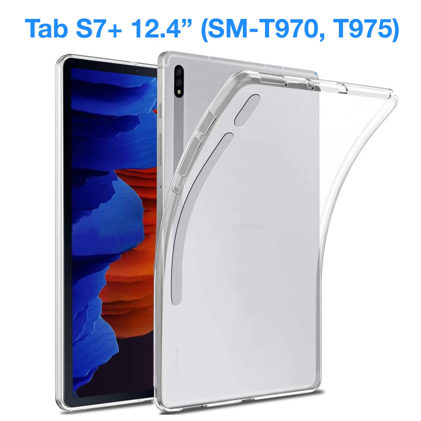 MEZON Samsung Galaxy Tab S7+ 12.4" Ultra-Thin Transparent Clear TPU Gel Case (SM-T970, T975)