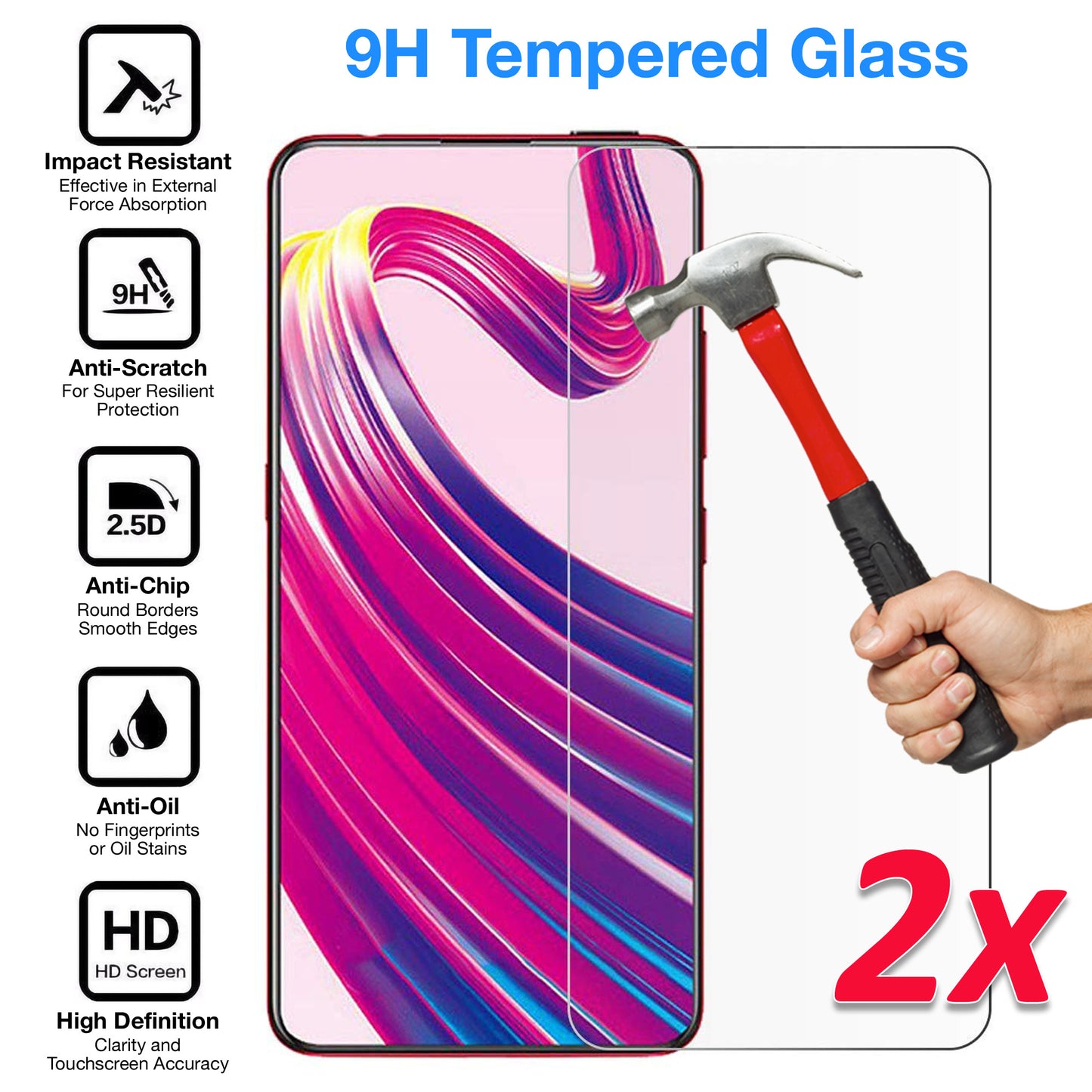 [2 Pack] MEZON Vivo V15 Pro Tempered Glass 9H HD Crystal Clear Premium Case Friendly Screen Protector (Vivo V15 Pro, 9H)