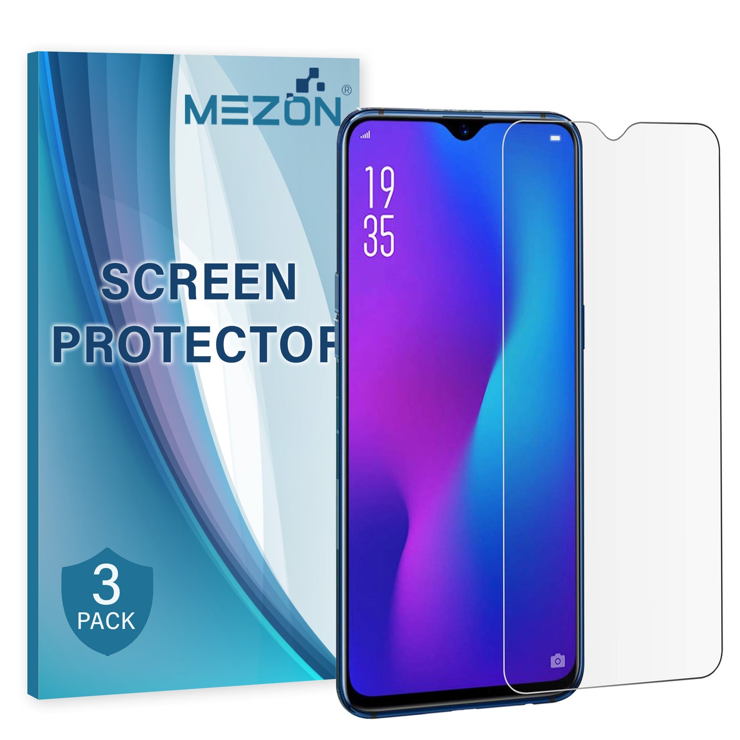 [3 Pack] MEZON Vivo Y12 Ultra Clear Screen Protector Case Friendly Film (Vivo Y12, Clear)