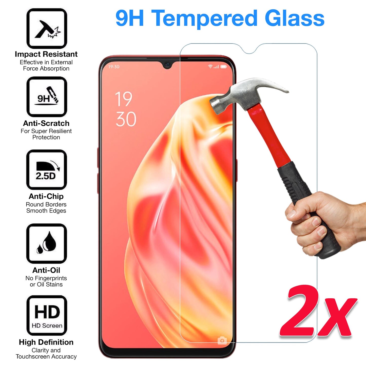 [2 Pack] MEZON Vivo Y21 Tempered Glass 9H HD Crystal Clear Premium Case Friendly Screen Protector (Vivo Y21, 9H)
