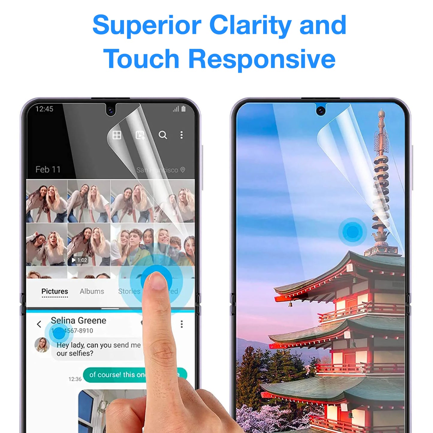[3x in 1] MEZON Samsung Galaxy Z Flip4 Premium Hydrogel Clear Edge-to-Edge Full Coverage Screen Protector Fingerprint Film
