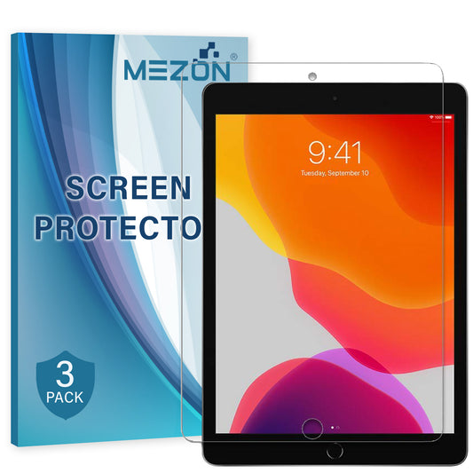 [3 Pack] MEZON Apple iPad 10.2" (2021) Ultra Clear Film Case and Pencil Friendly Screen Protector (iPad 10.2", Clear)