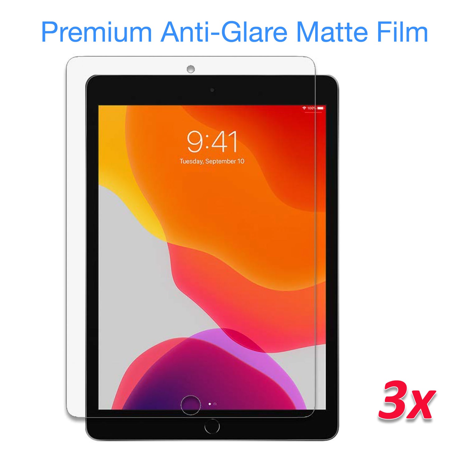 [3 Pack] MEZON Apple iPad 10.2" (2019) Anti-Glare Matte Film Case and Pencil Friendly Screen Protector (iPad 10.2", Matte)