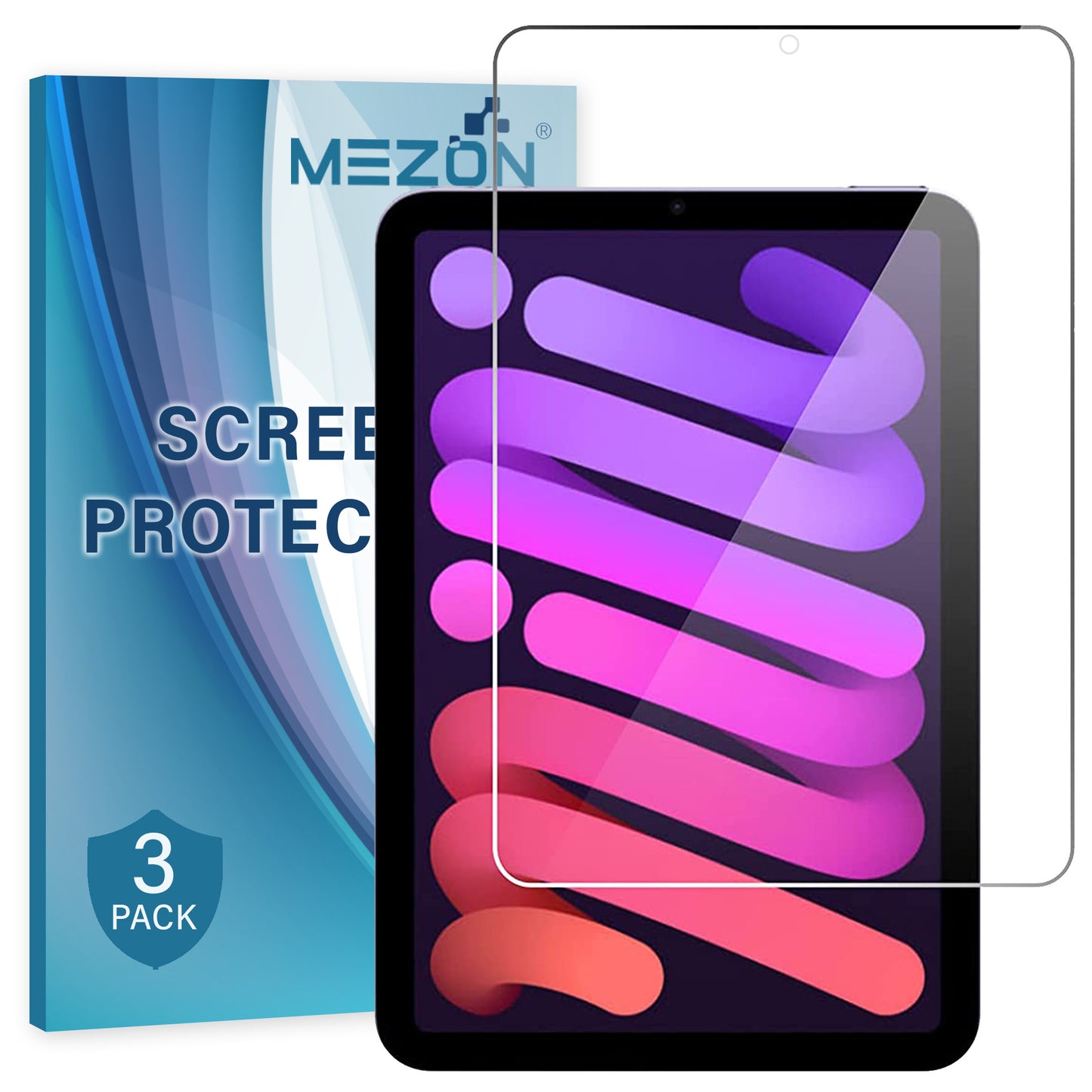 [3 Pack] MEZON Apple iPad Mini 8.3" (2021) Ultra Clear Film Case and Pencil Friendly Screen Protector (iPad Mini 8.3", Clear)