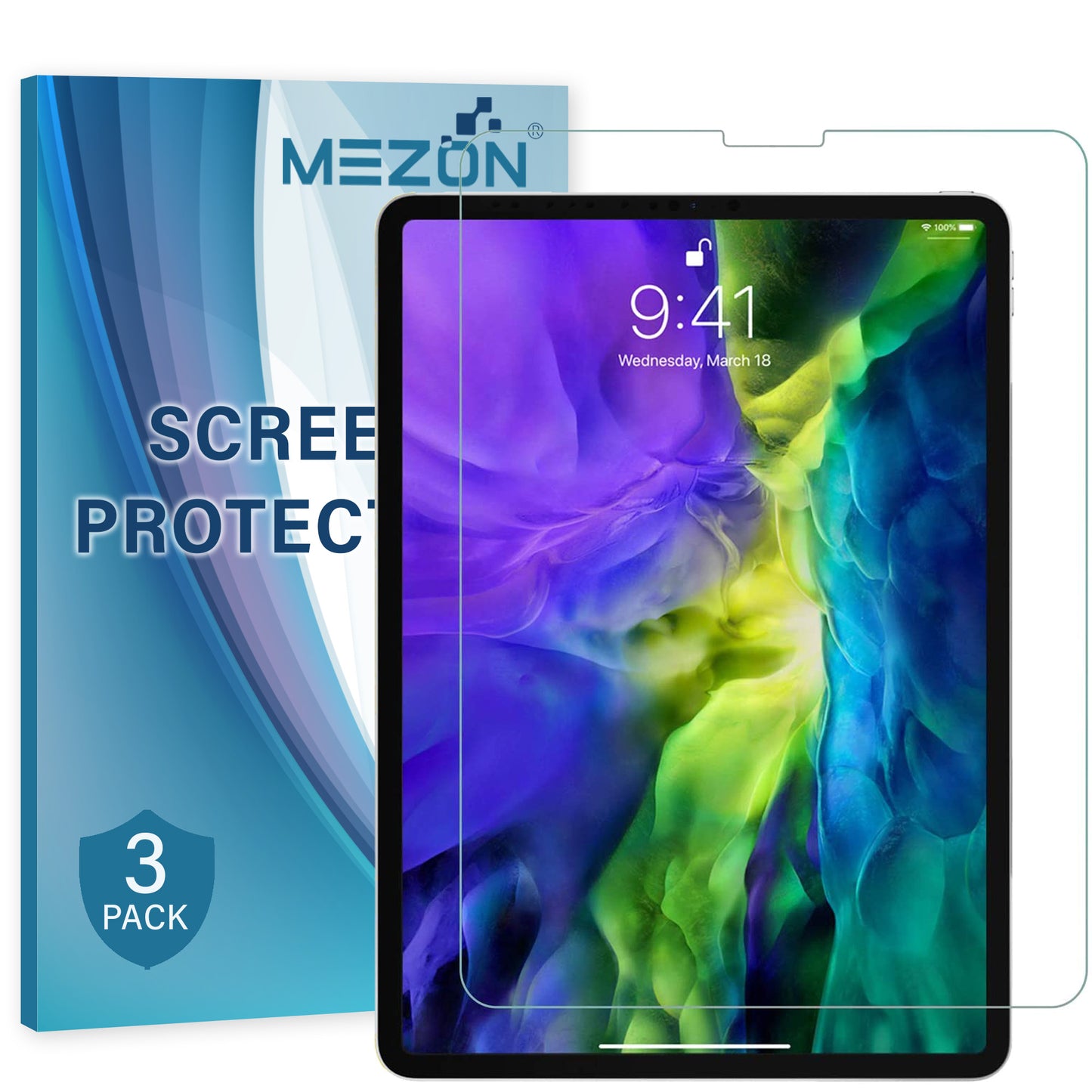 [3 Pack] MEZON Apple iPad Pro 11" 2020 Ultra Clear Film Case and Pencil Friendly Screen Protector (iPad Pro 11", Clear)