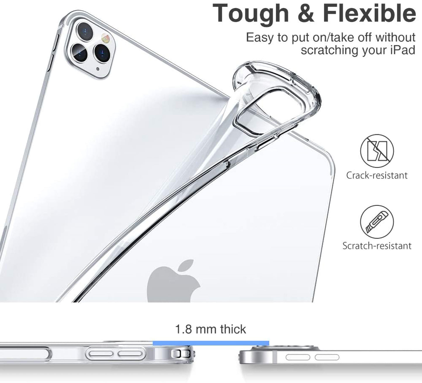 MEZON Apple iPad Pro 11" M1 (2021) Crystal Clear Transparent Ultra Slim Soft TPU Gel Back Case Keyboard Compatible
