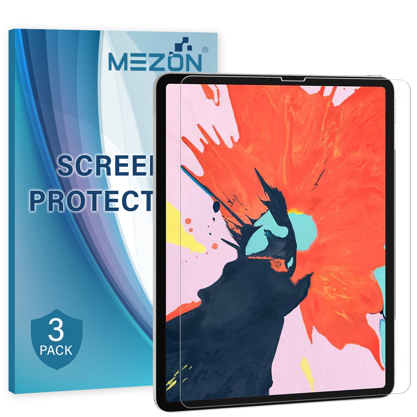 [3 Pack] MEZON Apple iPad Pro 12.9" 2018 Anti-Glare Matte Film Case and Pencil Friendly Screen Protector