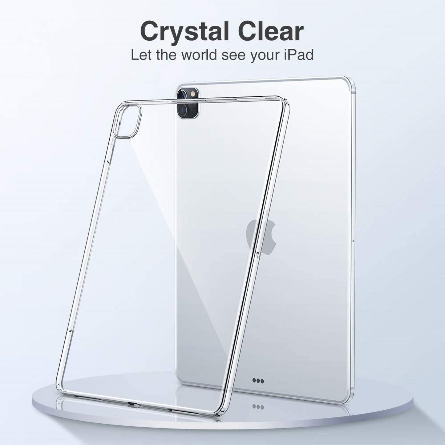 MEZON Apple iPad Pro 12.9" M1 (2021) Crystal Clear Transparent Ultra Slim Soft TPU Gel Back Case Keyboard Compatible