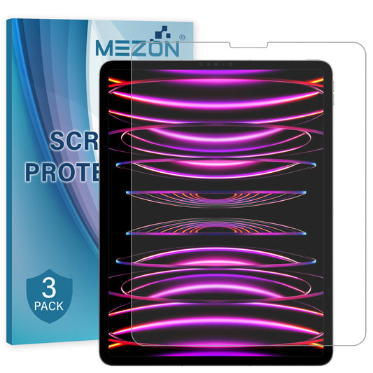 [3 Pack] MEZON Apple iPad Pro 12.9" M2 2022 Anti-Glare Matte Film Screen Protector Case and Pencil Friendly
