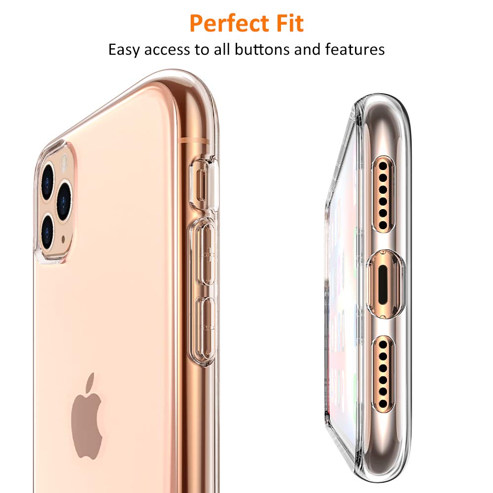 MEZON Apple iPhone 11 Pro (5.8") Ultra Slim Premium Crystal Clear TPU Gel Back Case – Wireless Charging Compatible