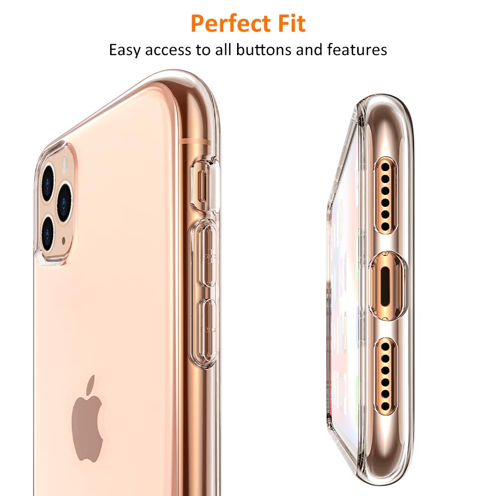 MEZON Apple iPhone 11 Pro Max (6.5") Ultra Slim Premium Crystal Clear TPU Gel Back Case – Wireless Charging Compatible