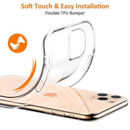 MEZON Apple iPhone 11 Pro Max (6.5") Ultra Slim Premium Crystal Clear TPU Gel Back Case – Wireless Charging Compatible