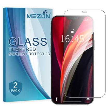 [2 Pack] MEZON Apple iPhone 12 Pro Max (6.7") Tempered Glass Crystal Clear Premium 9H HD Case Friendly Screen Protector