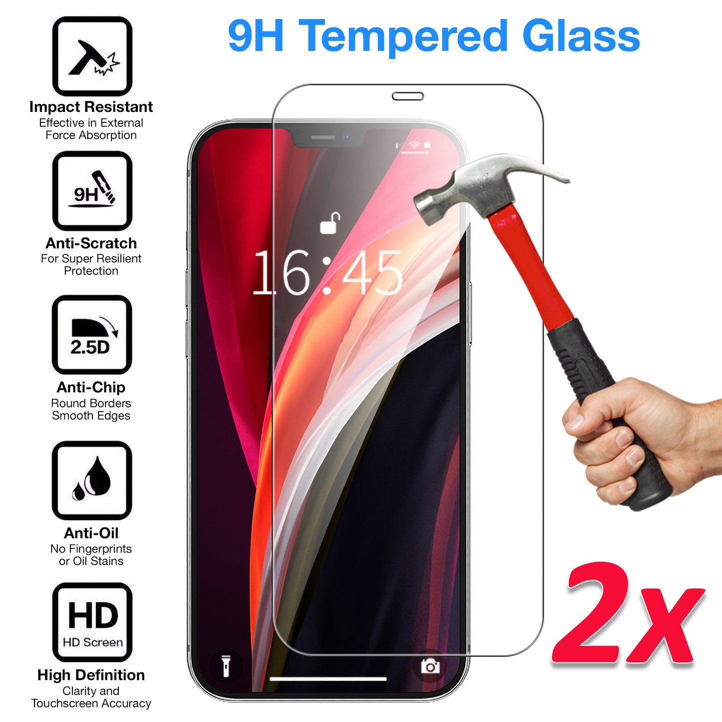 [2 Pack] MEZON Apple iPhone 12 Pro Max (6.7") Tempered Glass Crystal Clear Premium 9H HD Case Friendly Screen Protector