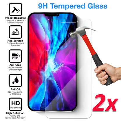 [2 Pack] MEZON Apple iPhone 12 Pro Max (6.7") Tempered Glass Crystal Clear Premium 9H HD Case Friendly Screen Protector