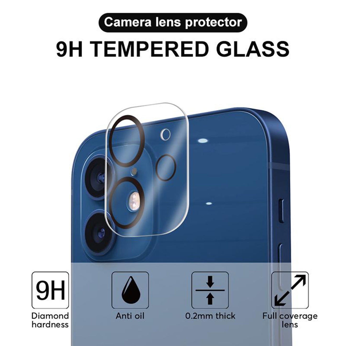 [2 Pack] MEZON Camera Lens Tempered Glass for iPhone 13 Pro (6.1") Premium Full Coverage – No Whitening from Flash