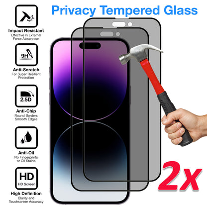 [2 Pack] MEZON Privacy Anti-Spy Full Coverage iPhone 14 Pro Max (6.7") Tempered Glass Premium 9H HD Screen Protectors