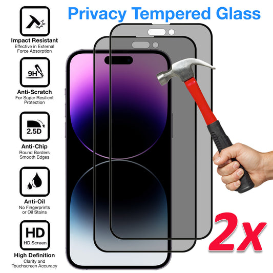 [2 Pack] MEZON Privacy Anti-Spy Full Coverage iPhone 14 Pro (6.1") Tempered Glass Premium 9H HD Screen Protectors