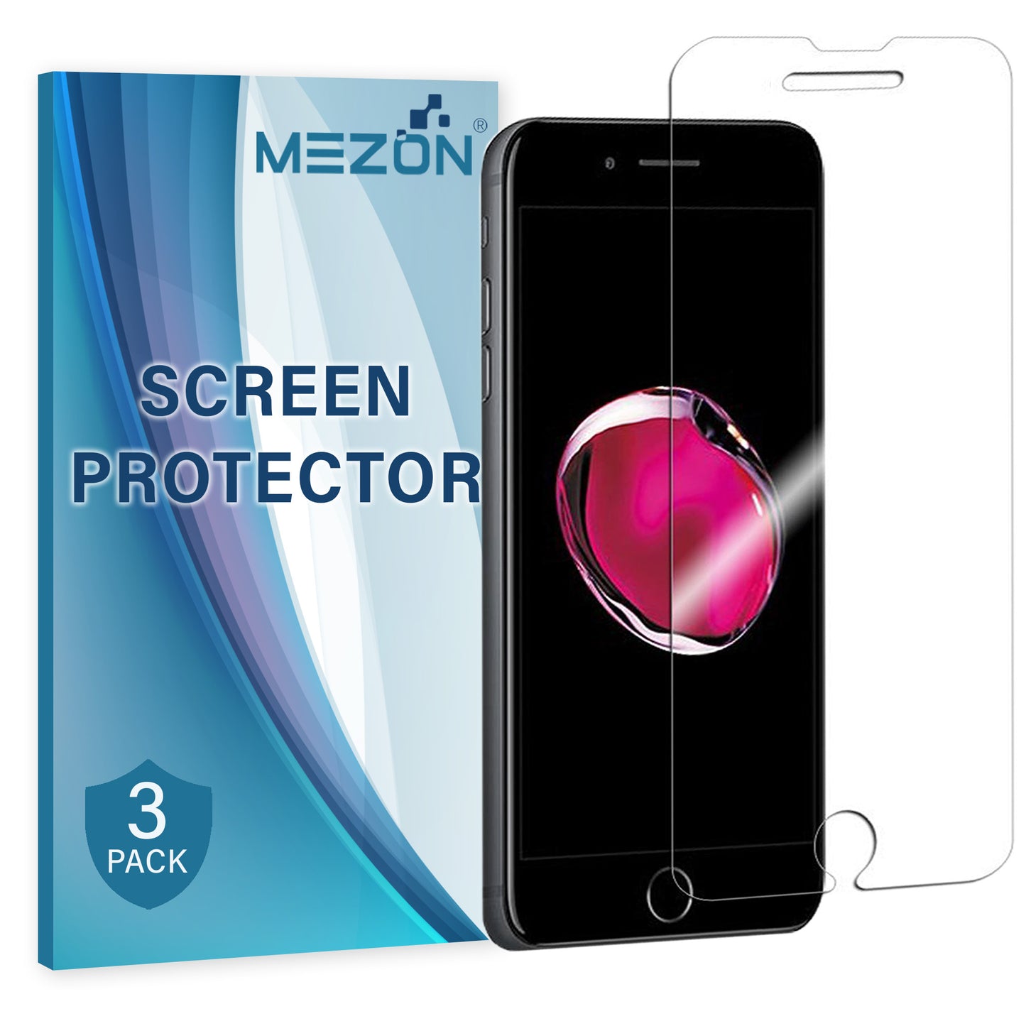 [3 Pack] MEZON Apple iPhone 8 (4.7") Ultra Clear Screen Protector Case Friendly Film (iPhone 8, Clear)