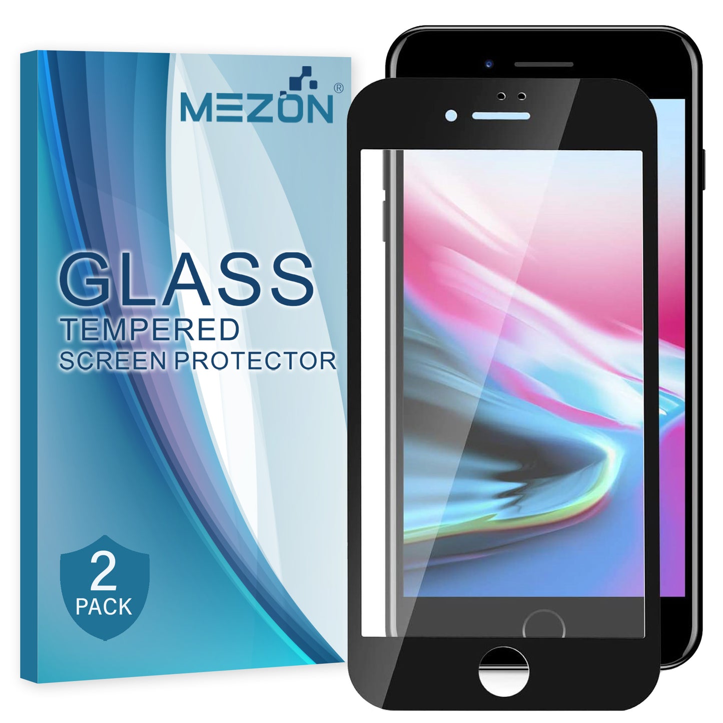 [2 Pack] MEZON Full Coverage Apple iPhone 6S (4.7") Tempered Glass Crystal Clear Premium Screen Protector (iPhone 6S, 9H Full)