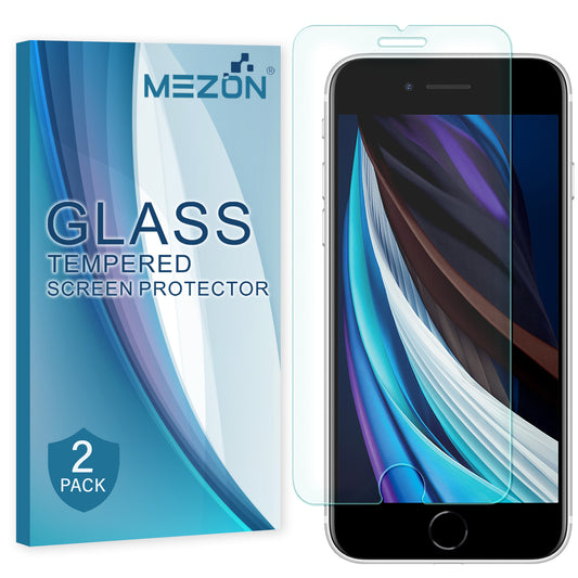 [2 Pack] MEZON Apple iPhone SE 2022 (4.7") Tempered Glass Crystal Clear Premium 9H HD Case Friendly Screen Protector