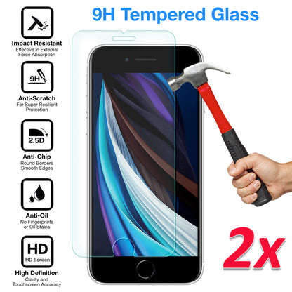 [2 Pack] MEZON Apple iPhone SE 2022 (4.7") Tempered Glass Crystal Clear Premium 9H HD Case Friendly Screen Protector