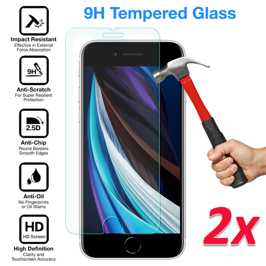[2 Pack] MEZON Apple iPhone SE 2022 (4.7") Tempered Glass Crystal Clear Premium 9H HD Case Friendly Screen Protector