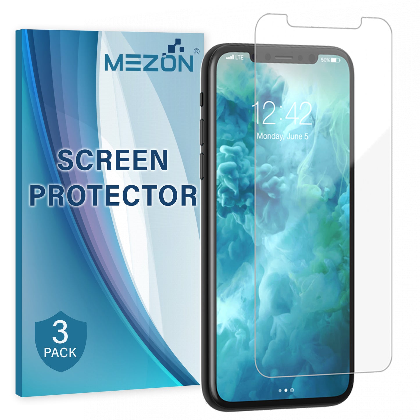 [3 Pack] MEZON Apple iPhone XR (6.1") Ultra Clear Screen Protector Case Friendly Film (iPhone XR, Clear)