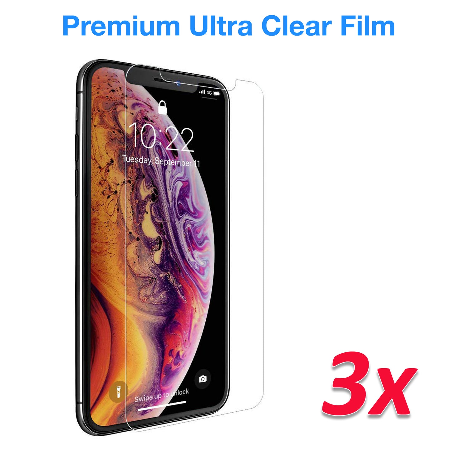 [3 Pack] MEZON Apple iPhone XS (5.8") Ultra Clear Screen Protector Case Friendly Film (iPhone XS, Clear)
